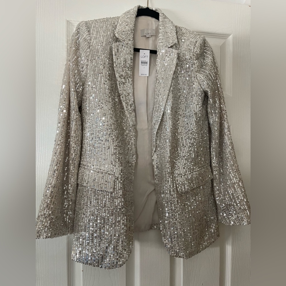 Ivory sequin blazer. Size 2